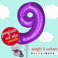 numero 9 palloncino maxi viola ad elio