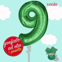 numero 9 verde palloncino maxi ad elio