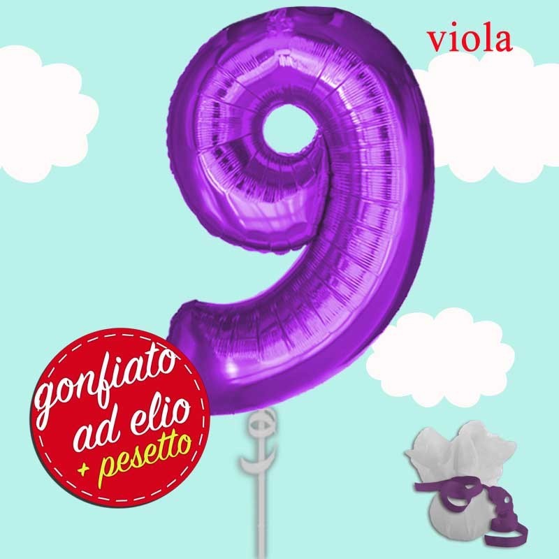 numero 9 viola palloncino maxi ad elio