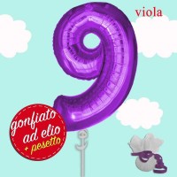 numero 9 viola palloncino maxi ad elio