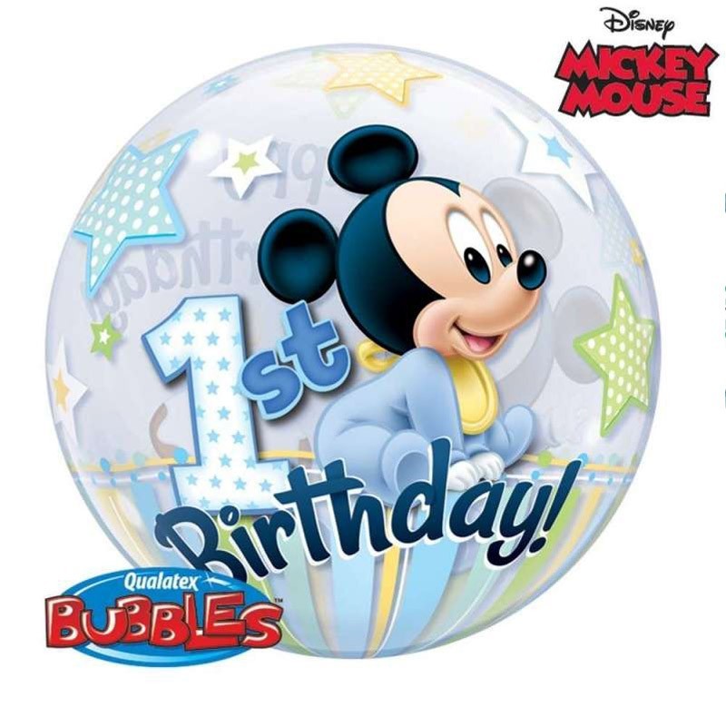 palloncino bubbole primo compleanno Mickey