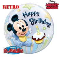retro palloncino bubble primo compleanno Baby Mickey