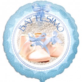 palloncino battesimo con scarpette celesti bimbo
