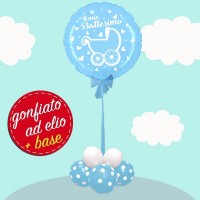 composizione ad elio battesimo bimbo con carrozzina