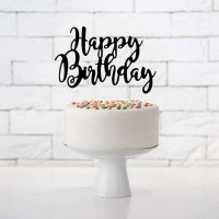 decoro torta scritta happy birthday nera
