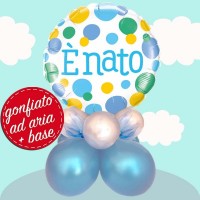 centrotavola palloncino a pois nascita maschietto