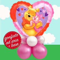 composizione con palloncino cuore di Winnie e Pimpi