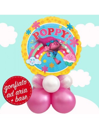 centrotavola con palloncino poppy trolls