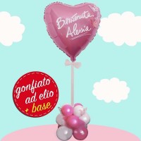 palloncino cuore rosa ad elio con farfalle