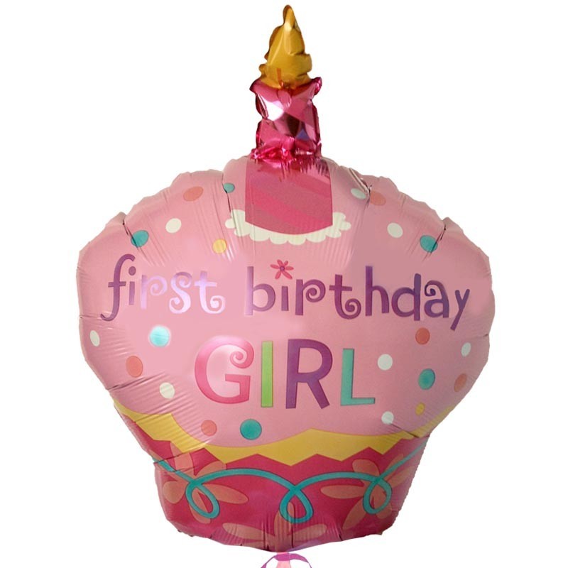palloncino di un cupcake rosa con candela