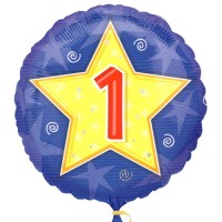 palloncino rotondo con stella e numero 1