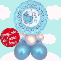composizione palloncino nascita celeste