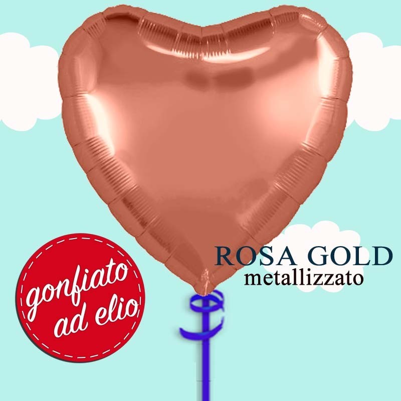 palloncino cuore rosa gold ad elio palloncino cuore rosa gold ad elio