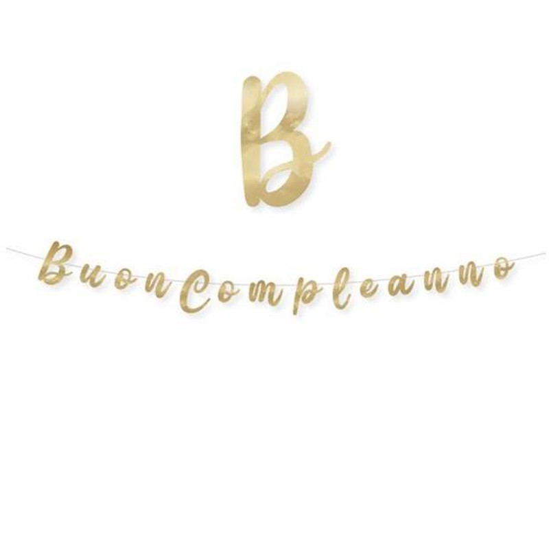 festone buon compleanno oro metallizzato