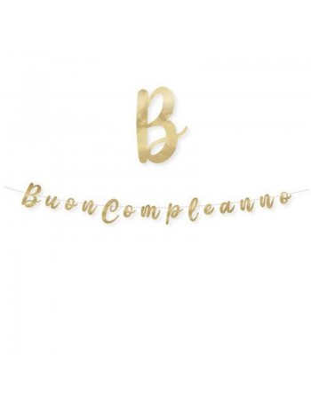festone buon compleanno oro metallizzato