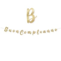 festone buon compleanno oro metallizzato