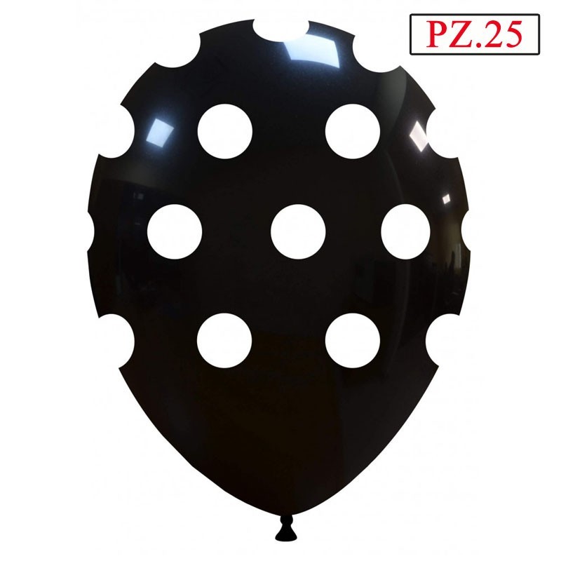 palloncino nero a pois bianco pz 25