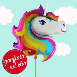 palloncino unicorno arcobaleno gonfiato ad elio