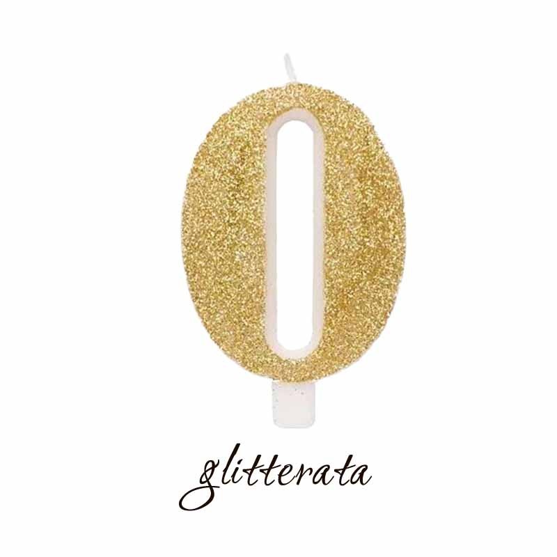 candela numero 0 oro glitterata
