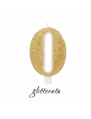 candela numero 0 oro glitterata