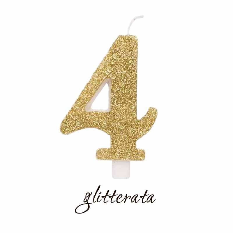 candela numero 4 oro glitterata