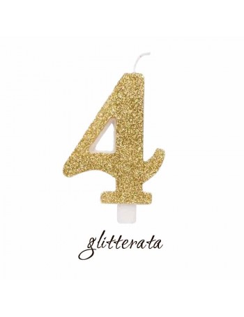 candela numero 4 oro glitterata