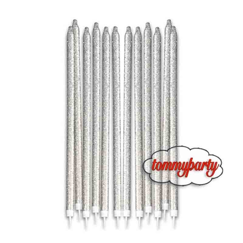 candele argento glitter