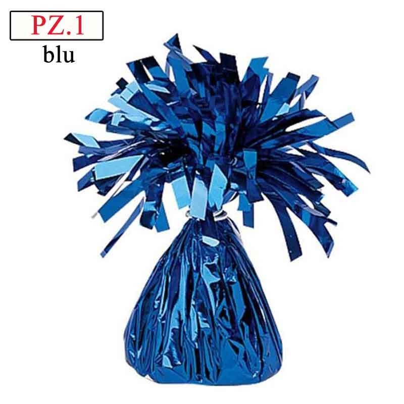 Pesetto per palloncini di colore blu metallizzato con ciuffetto