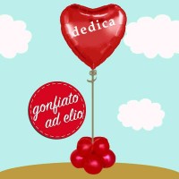 composizione cuore rosso ad elio con dedica