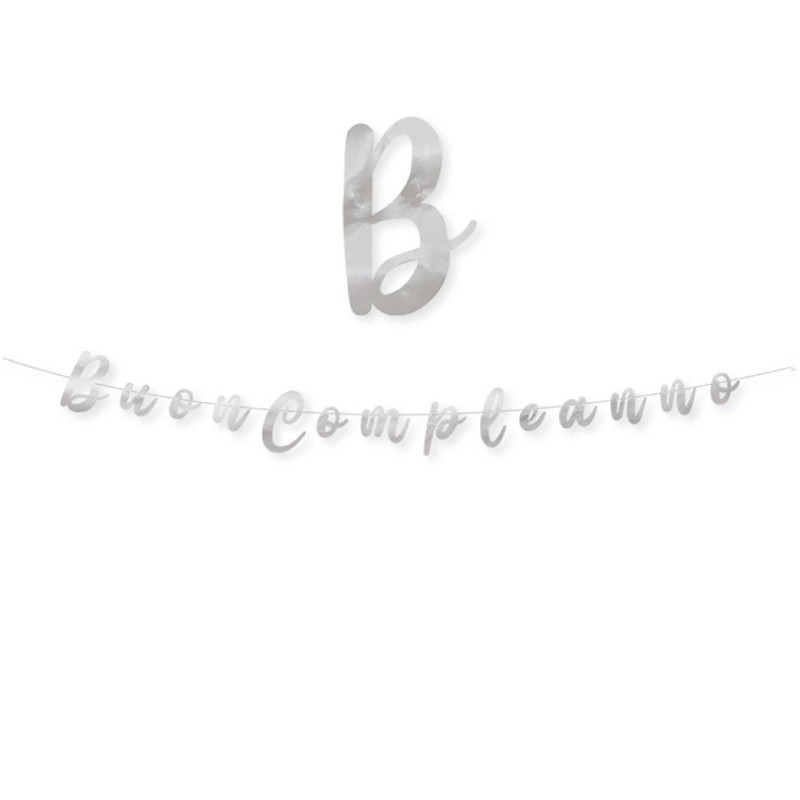 festone buon compleanno argento