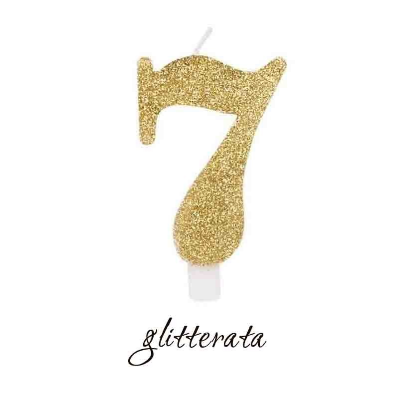 candela numero 7 oro glitter