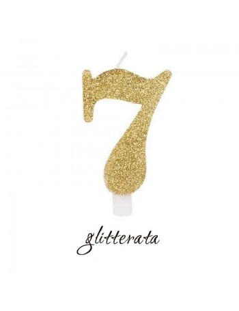 candela numero 7 oro glitter