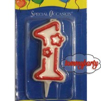 candela numero 1 cera bordo rosso