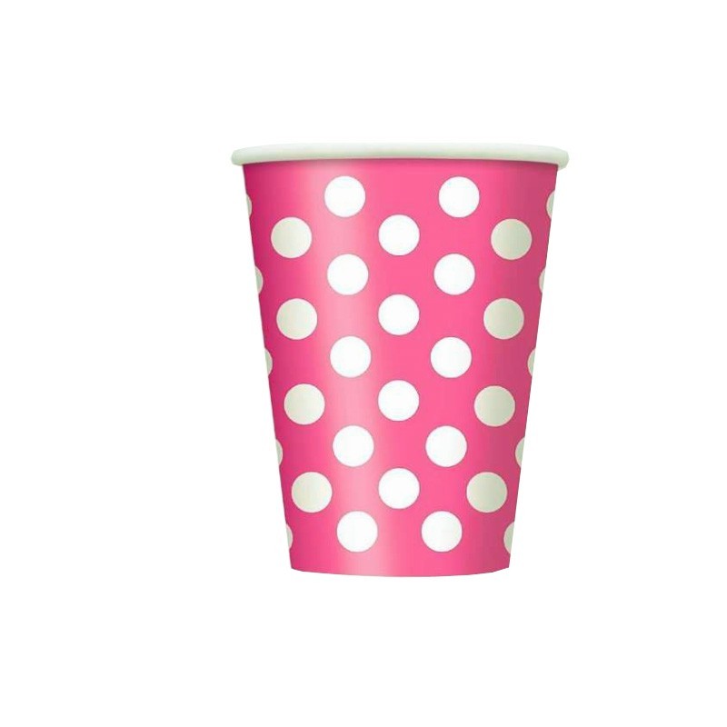 bicchiere fucsia a pois cartoncino pz 6