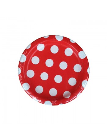 8 piattini rosso pois piani