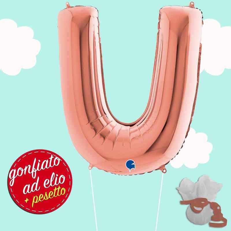 lettera U maxi rosa gold elio