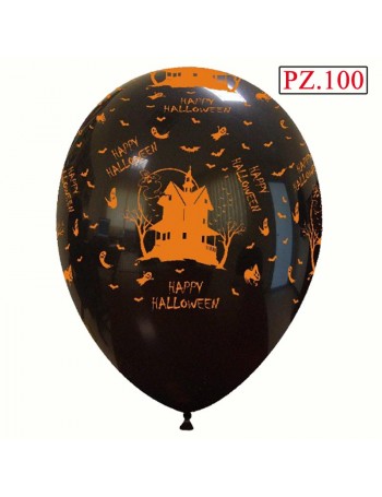 palloncino casa stregata nero e arancione pz.100
