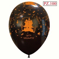 palloncino casa stregata nero e arancione pz.100
