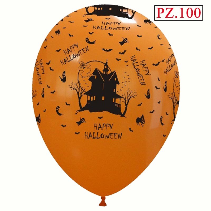 palloncino casa stregata arancione e nero pz.100