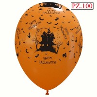palloncino casa stregata arancione e nero pz.100