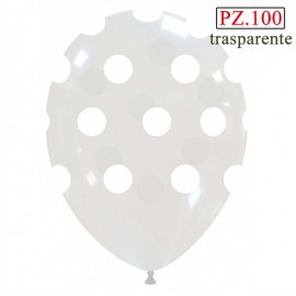 100 palloncini trasparente a pois