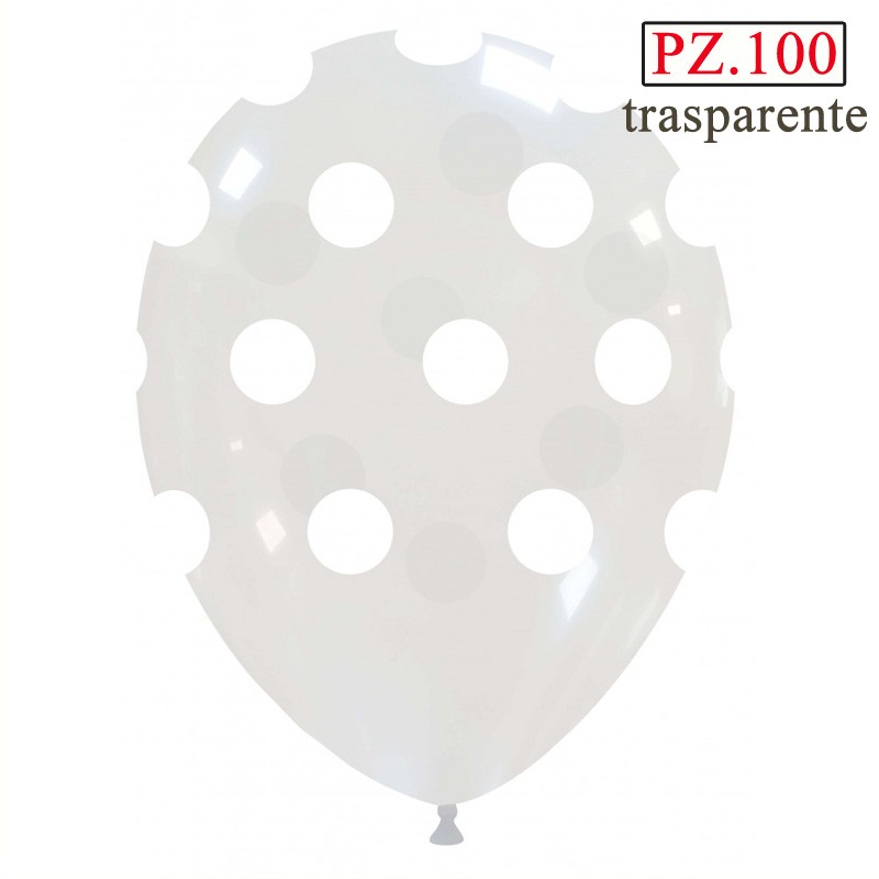 100 palloncini trasparente a pois