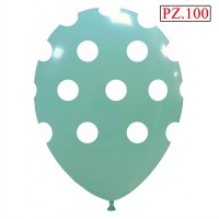 100 palloncini verde acqua a pois