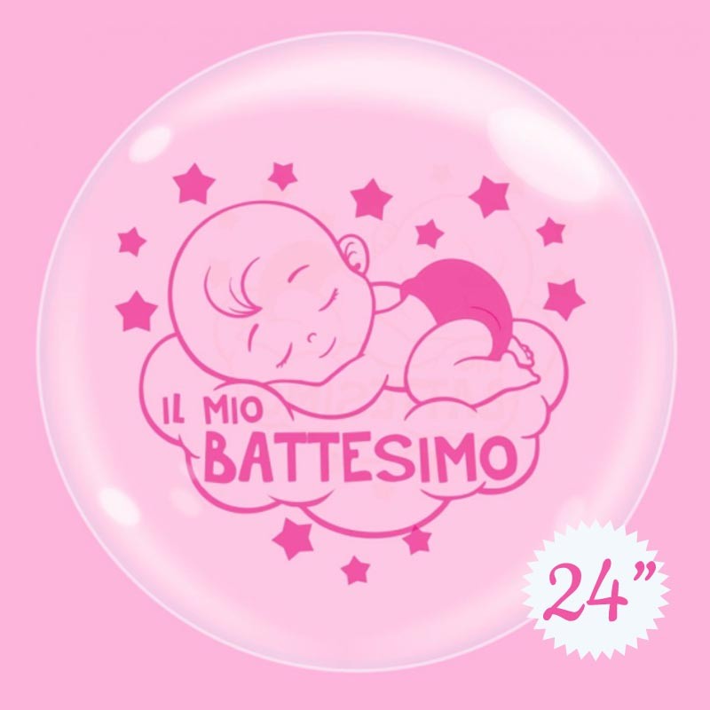 palloncino bubble 24 battesimo bimba