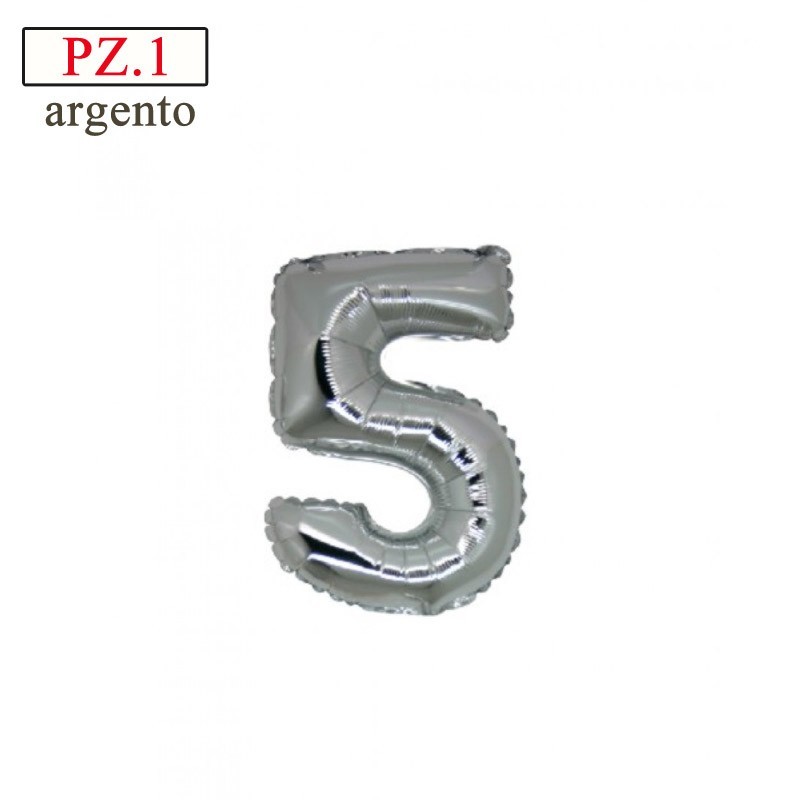 palloncino numero 5 piccolo argento