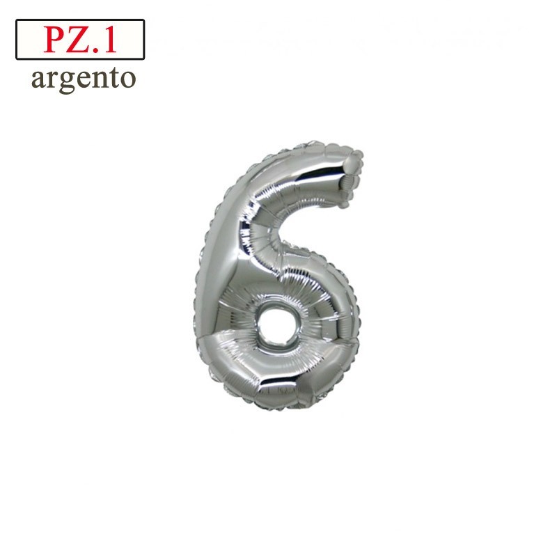palloncino 6 numero piccolo argento