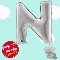 palloncino lettera N argento ad elio