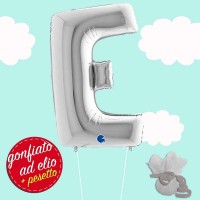 palloncino lettera E ad elio cm.100 silver