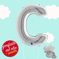lettera C palloncino argento ad elio
