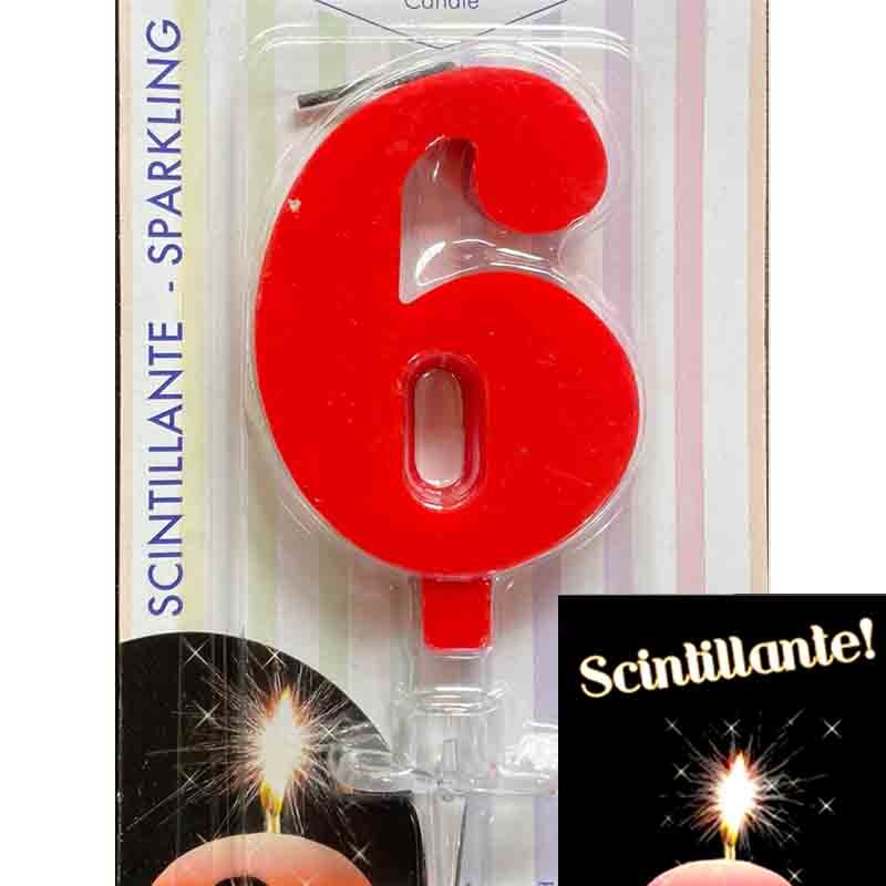 candela numero 6 rossa